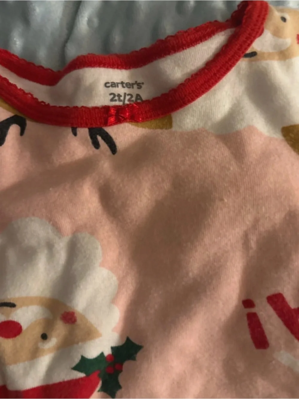 Carter's Pink Santa & Reindeer Holiday Pajama Set with Red Trim